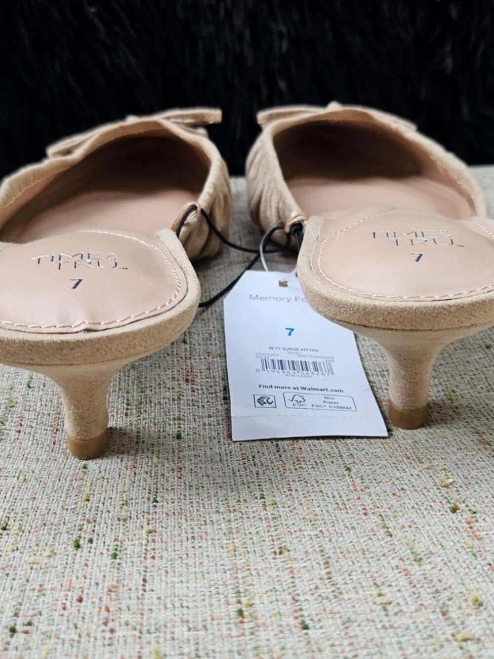 Time & Tru Women Sandal Shoe Fabric Suede Upper Pump Heel Size 7 NWT - Picture 5 of 9